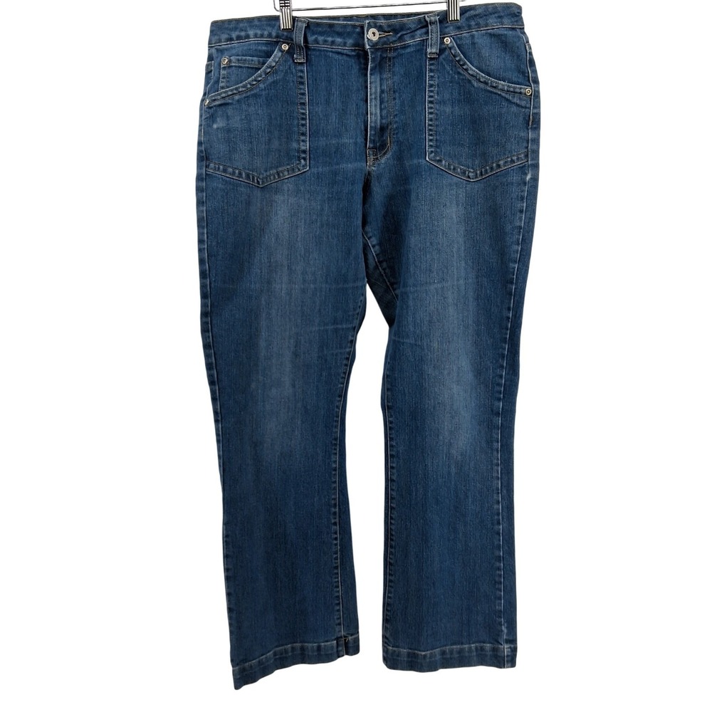 Massini Denim Bootcut Jeans Womens Size‎ 16 Blue Pockets Embroidered Details
